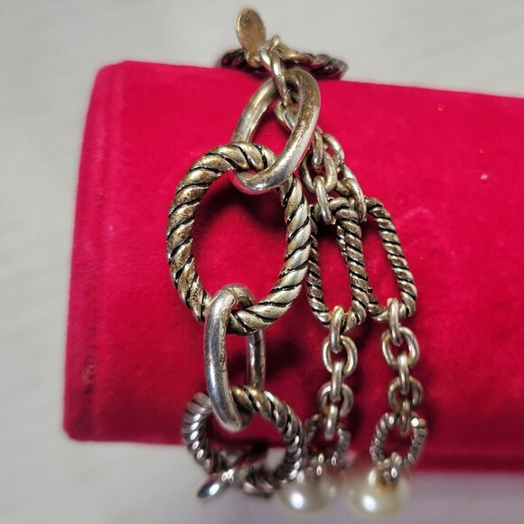 Premier Design Silver-Tone Chain  Faux Pearls Elegant  Necklace & Bracelet Set - Picture 4 of 6